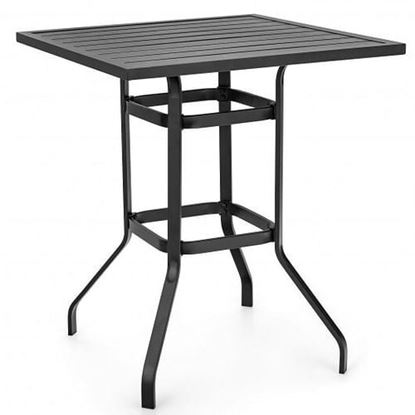 Picture of 32 Inches Outdoor Steel Square Bar Table with Powder-Coated Tabletop - Color: Black