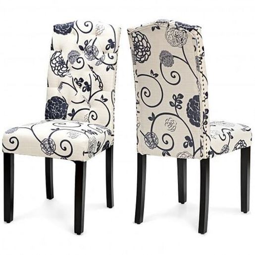 Picture of Set of 2 Tufted Upholstered Dining Chair-Black & White - Color: Black & White