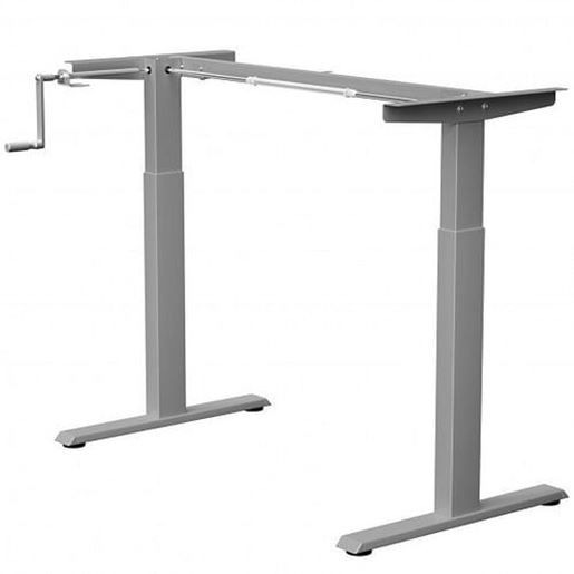 Picture of Hand Crank Sit to Stand Desk Frame Height Adjustable Standing Base-Gray - Color: Gray