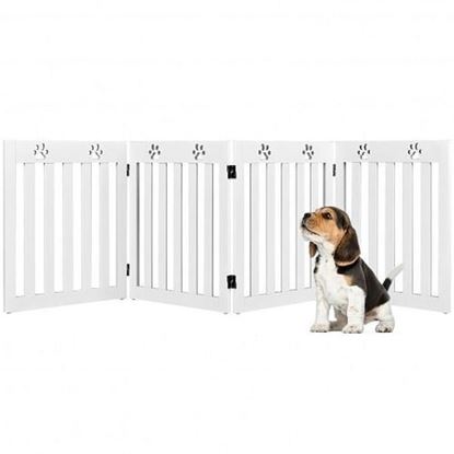 Picture of 24" Folding Wooden Freestanding Pet Gate Dog Gate with 360?Â° Hinge -White - Color: White