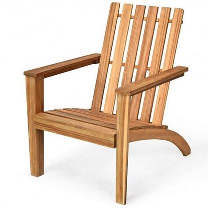 Picture of Outdoor Durable Patio Acacia Wood Adirondack Lounge Armchair-Natural - Color: Natural