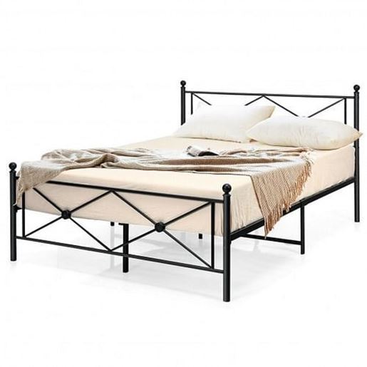 Picture of Full/Queen Size Metal Bed Frame Platform with Headboard-Full Size - Size: Full Size