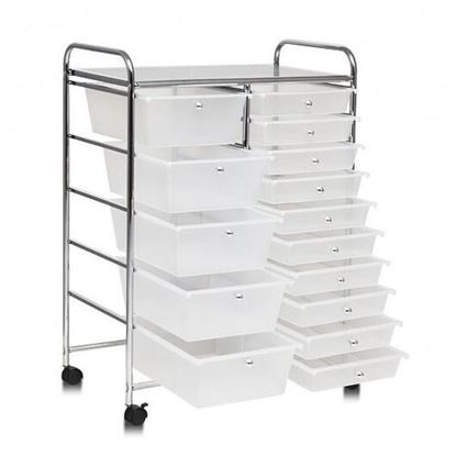 Picture of 15 Drawers Rolling Storage Cart Organizer-clear - Color: Clear