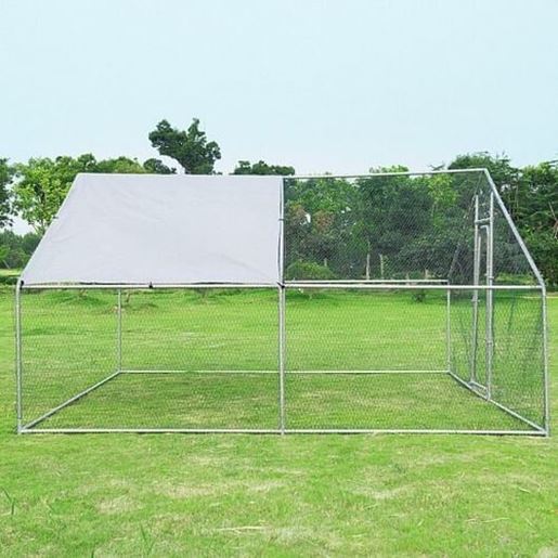 Picture of 13 x 13 Feet Walk-in Chicken Coop with Waterproof Cover for Outdoor Backyard Farm