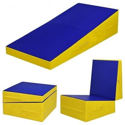 Picture of Folding Incline Mat Slope Cheese Gymnastics Gym Exercise Yellow - Color: Yellow