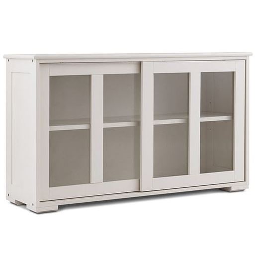 Picture of Sideboard Buffet Cupboard Storage Cabinet with Sliding Door-Cream White - Color: Cream White