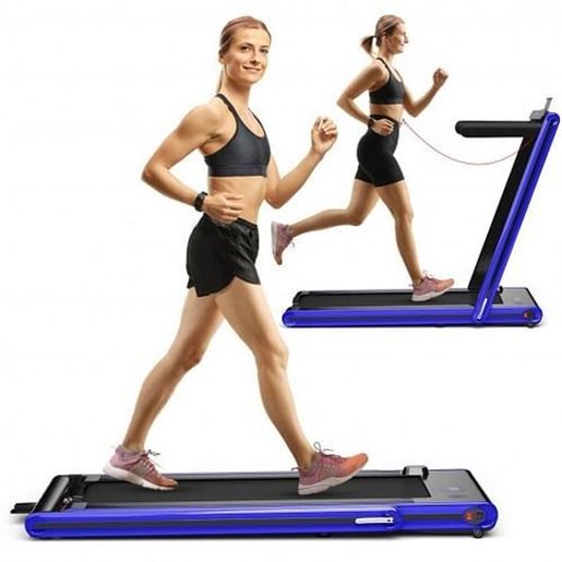 Picture of 2-in-1 Folding Treadmill 2.25HP Jogging Machine with Dual LED Display-Navy - Color: Navy