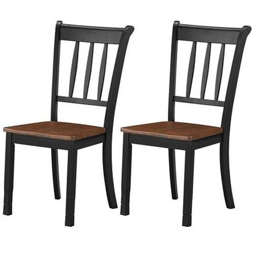 Picture of 2 Pieces Solid Whitesburg Spindle Back Wood Dining Chairs-Black - Color: Black