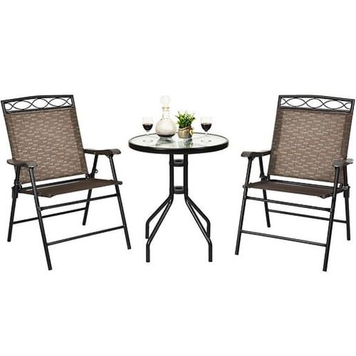 Picture of Patio Dining Set with Patio Folding Chairs and Table