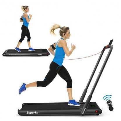 Picture of 2-in-1 Folding Treadmill with Remote Control and LED Display-Black - Color: Black