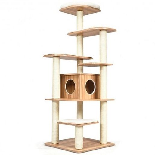 Picture of Wood Multi-Layer Platform Cat Tree with Scratch Resistant Rope