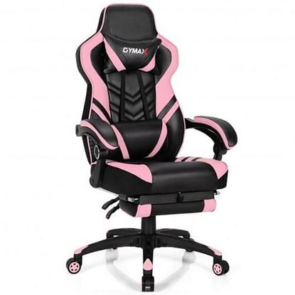 Picture of Adjustable Gaming Chair with Footrest for Home Office-Pink - Color: Pink