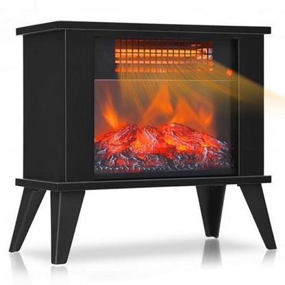Picture of 14 Inches Portable Electric Fireplace Heater with Realistic Flame Effect-Black - Color: Black