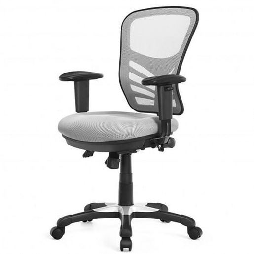 Picture of Ergonomic Mesh Office Chair with Adjustable Back Height and Armrests-Gray - Color: Gray