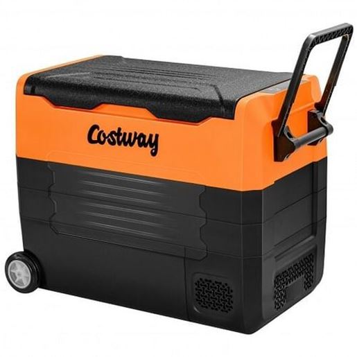 Image sur 58 Quarts Car Refrigerator Portable RV Freezer Dual Zone with Wheel-Orange - Color: Orange