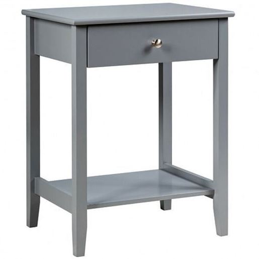 Picture of Wooden Nightstand  End Table Storage Display -Gray - Color: Gray