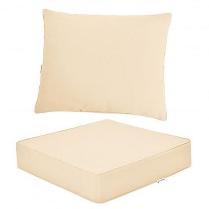 Picture of Deep Seat Chair Cushion Pads Set with Rope Belts for Indoor and Outdoor-White - Color: Beige