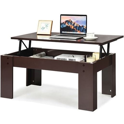 Picture of Lift Top Coffee Pop-UP Cocktail Table-Brown - Color: Brown