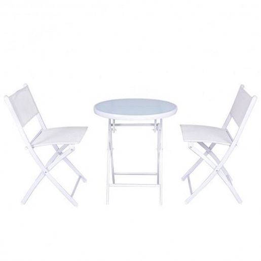 Foto de 3 Pieces Patio Folding Bistro Set for Balcony or Outdoor Space-White - Color: White