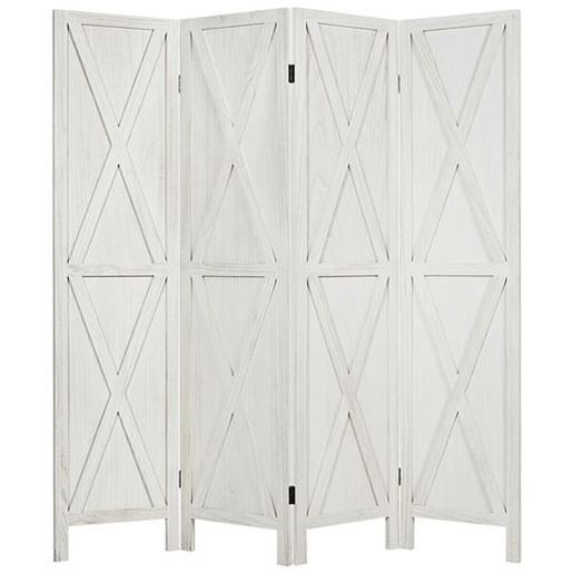 Picture of 5.6 Ft 4 Panels Folding Wooden Room Divider-White - Color: White