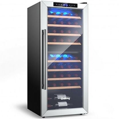 Picture of 43 Bottle Wine Cooler Refrigerator Dual Zone Temperature Control with 8 Shelves-Black - Color: Black