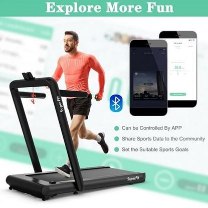 Picture of 4.75HP 2 In 1 Folding Treadmill with Remote APP Control-Black - Color: Black