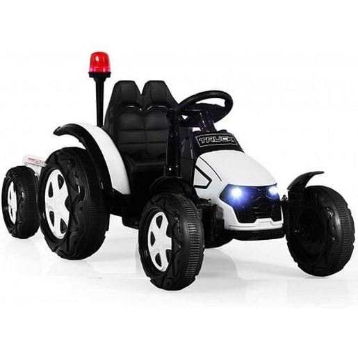 Picture of 2 in 1 Electric 12V Kids Ride on Car Tractor with Remote Control LED Light Horn-White - Color: White