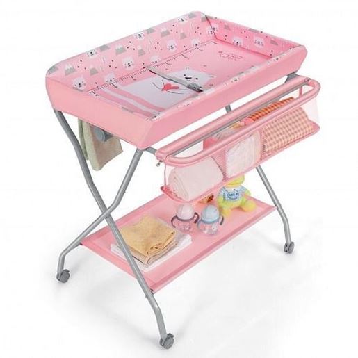 Picture of Baby Changing Table with Safety Belt and 4-side Defence-Pink - Color: Pink