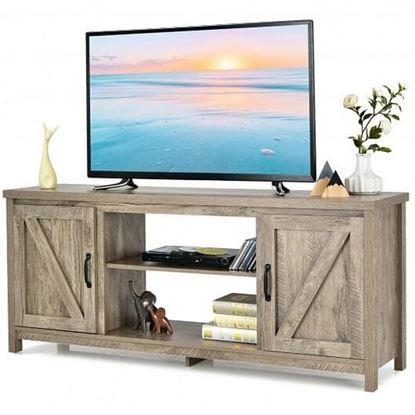 Picture of 59 Inches TV Stand Media Console Center with Storage Cabinet-Natural - Color: Natural