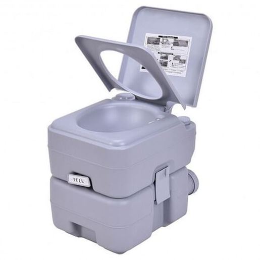 Picture of 5 Gallon 20 L Outdoor / Indoor Potty Commode Portable Flush Toilet-Gray - Color: Gray