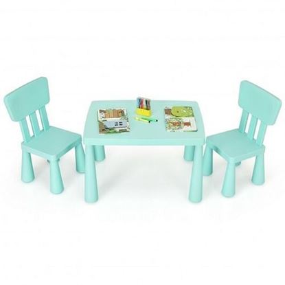 Picture of 3 Pieces Toddler Multi Activity Play Dining Study Kids Table and Chair Set-Green - Color: Green