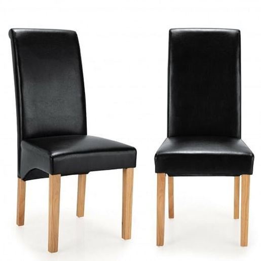 Picture of Set of 2 Dining Chairs with Rubber Wood Legs-Black - Color: Black