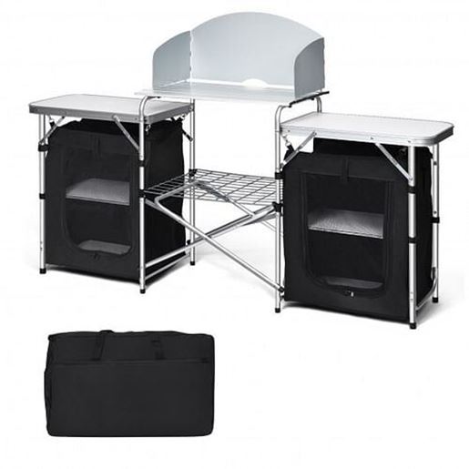 Picture of Folding Camping Table with Storage Organizer - Color: Black