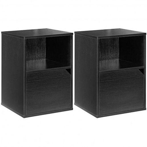 Picture of Set of 2 Nightstands Side End Table for Living Room-Black - Color: Black