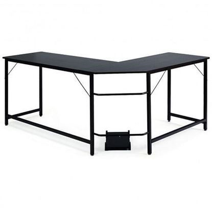 Foto de L Shaped Desk Corner Computer Desk PC Laptop Gaming Table Workstation-Black - Color: Black