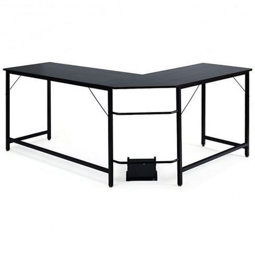 Foto de L Shaped Desk Corner Computer Desk PC Laptop Gaming Table Workstation-Black - Color: Black
