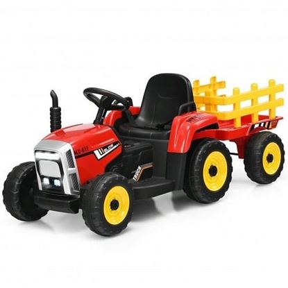 Picture of 12V Ride on Tractor with 3-Gear-Shift Ground Loader for Kids 3+ Years Old-Red - Color: Red