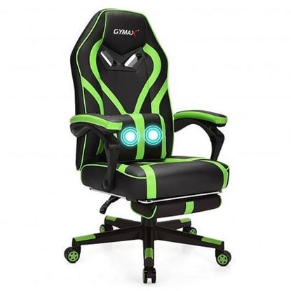 Picture of Computer Massage Gaming Recliner Chair with Footrest-Green - Color: Green