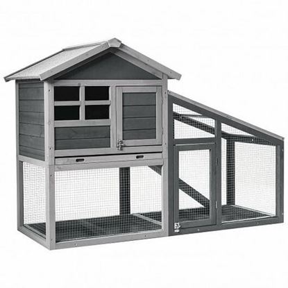 Picture of Wooden Chicken Coop with Ventilation Door and Removable Tray for Indoor and Outdoor