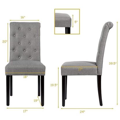 Picture of Set of 2 Tufted Dining Chair -Gray - Color: Gray