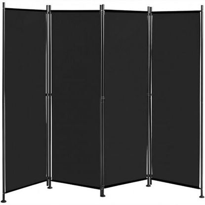 Picture of 4-Panel Room Divider Folding Privacy Screen-Black - Color: Black