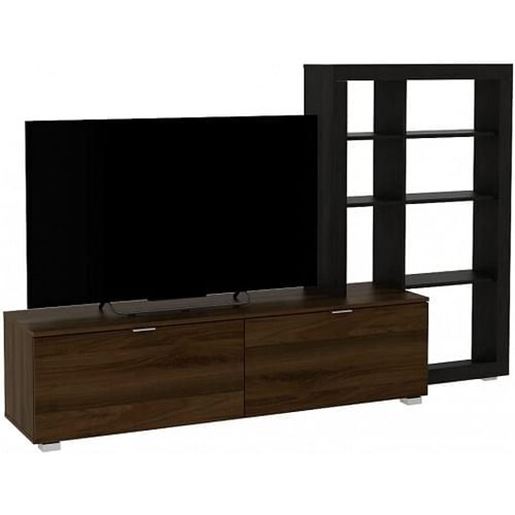 Picture of 2-in-1 TV Stand with 4-tier Bookcase Adjustable Shelf