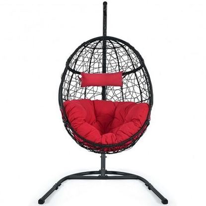 Picture of Hanging Cushioned Hammock Chair with Stand-Red - Color: Red