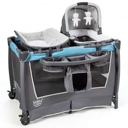 Picture of 4-in-1 Convertible Portable Baby Play yard with Toys and Music Player-Blue - Color: Blue