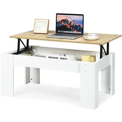 Picture of Lift Top Coffee Pop-UP Cocktail Table-White - Color: White