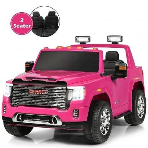 Picture of 12V 2-Seater Licensed GMC Kids Ride On Truck RC Electric Car with Storage Box-Pink - Color: Pink