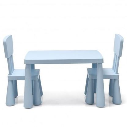 Picture of 3 Pieces Toddler Multi Activity Play Dining Study Kids Table and Chair Set-Blue - Color: Blue