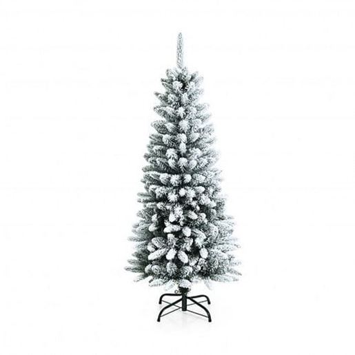 Picture of Snow-Flocked Hinged Artificial Christmas Pencil Tree with Mixed Tips-4.5 ft - Color: White - Size: 4.5 ft