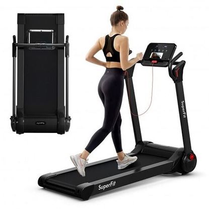 Picture of 2.25 HP Electric Motorized Folding Running Treadmill Machine with LED Display-Black - Color: Black