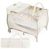 Picture of Foldable Safety  Baby Playard for Toddler Infant with Changing Station-Beige - Color: Beige